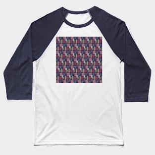 Purple Abstract Round Squares Pattern Baseball T-Shirt